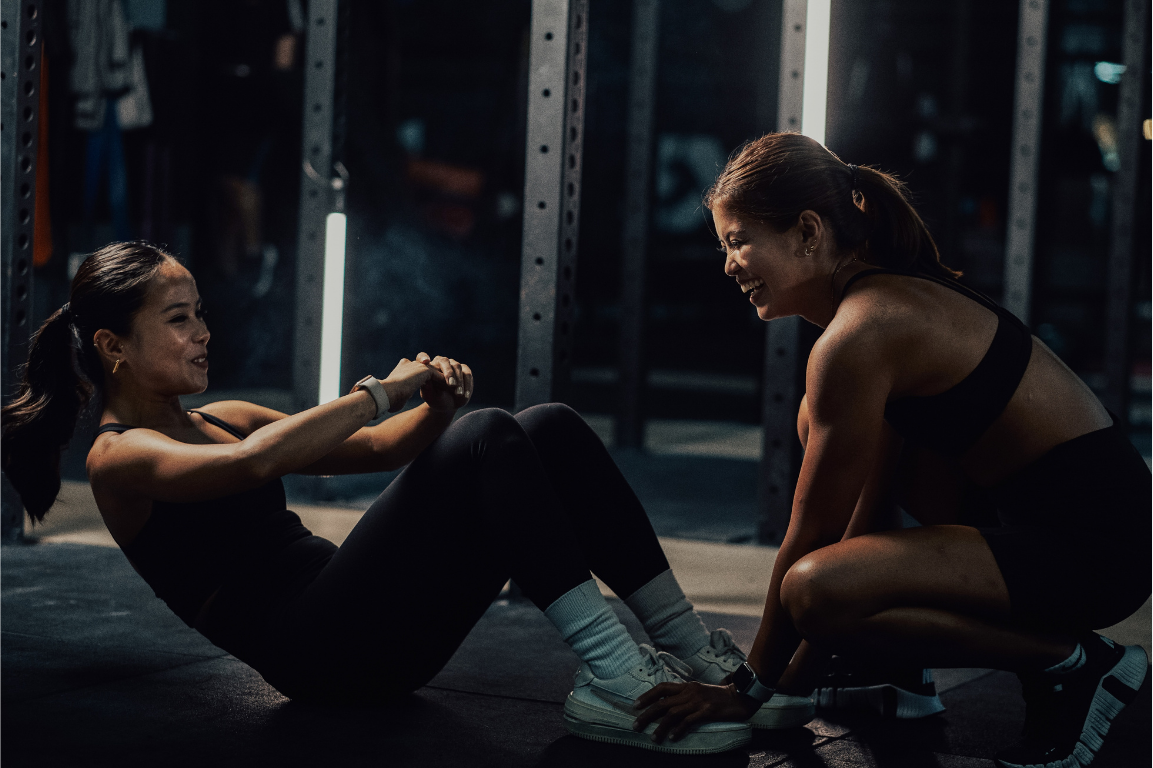 Personal training session in a gym