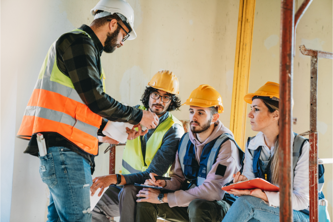 Construction team training on site